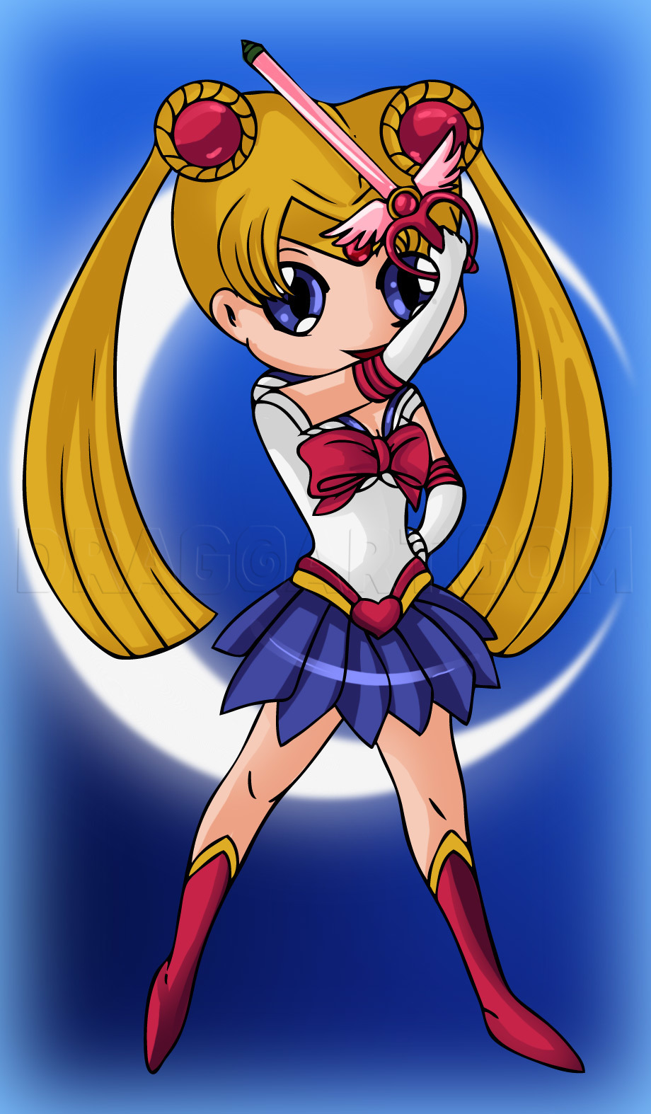 How To Draw Chibi Sailor Moon Step By Step Drawing Guide By Dawn Dragoart 