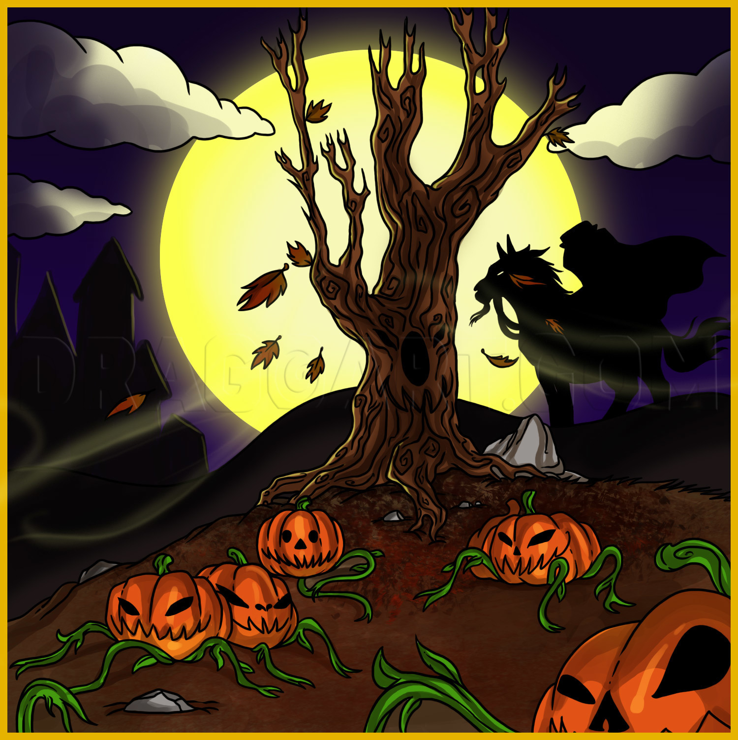 spooky pumpkin patch art