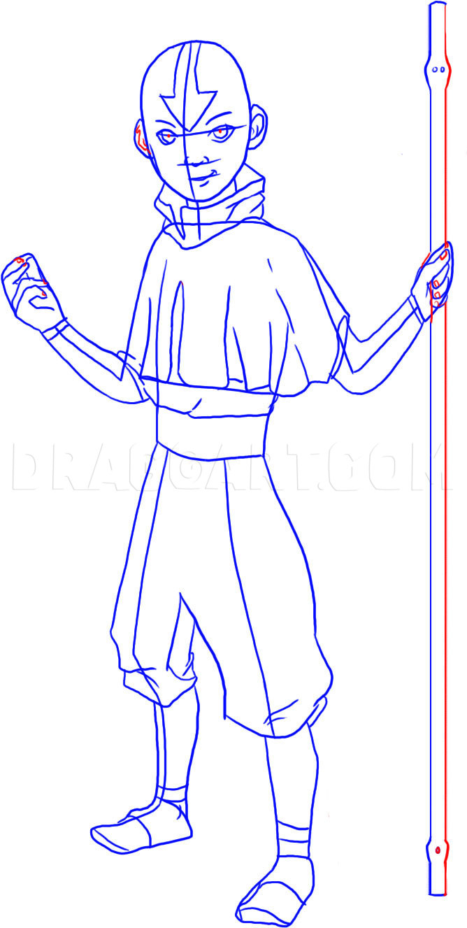 How to Draw Avatar Aang from Avatar The Last Airbender, Coloring Page