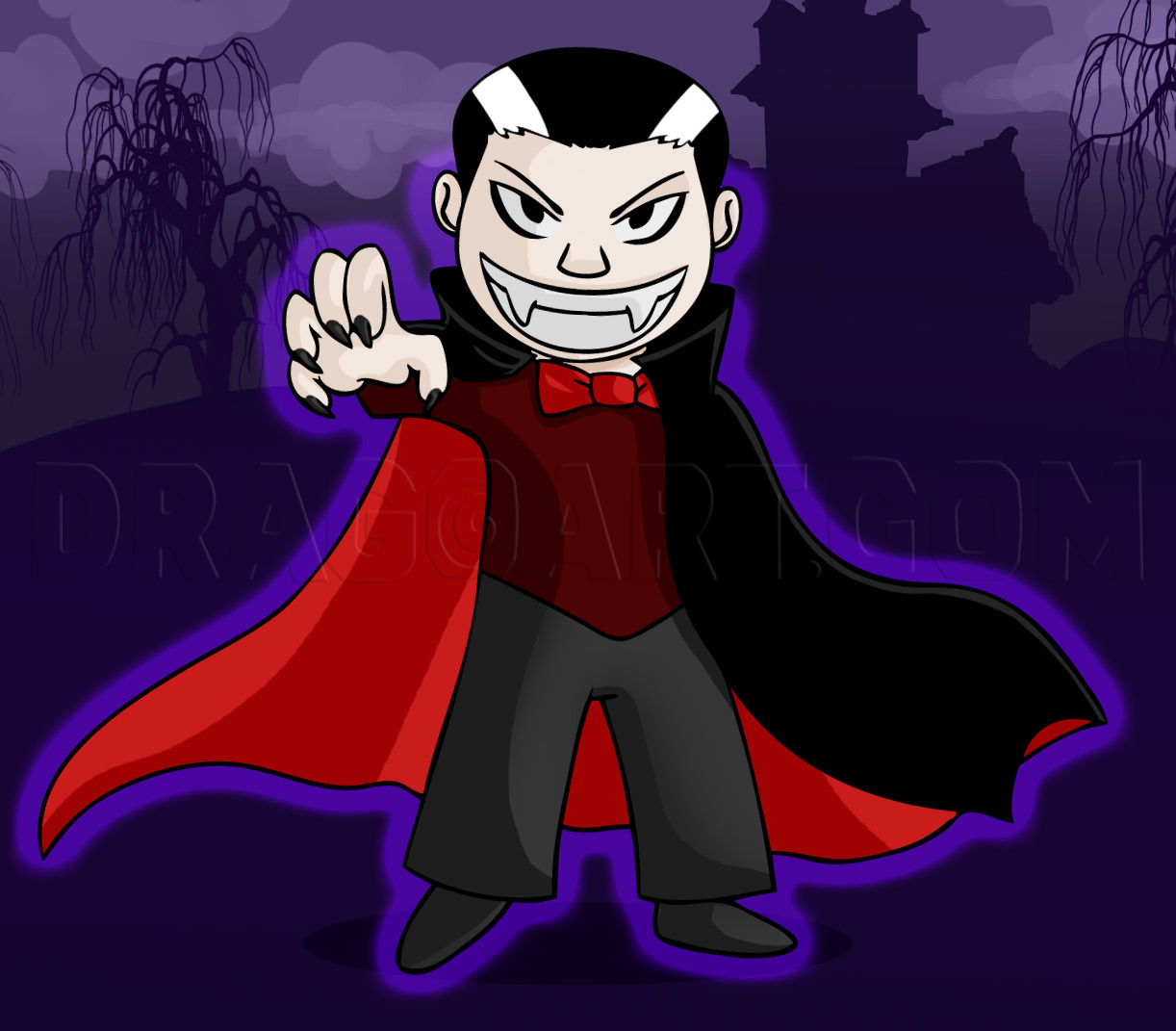 How To Draw A Cartoon Vampire, Step by Step, Drawing Guide, by Dawn -  DragoArt