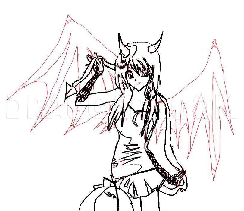 How To Draw An Anime Demon Girl By Sketchghost Dragoart Com