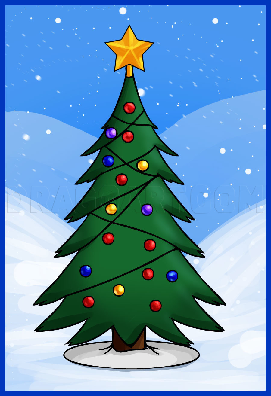 christmas tree cartoon drawings