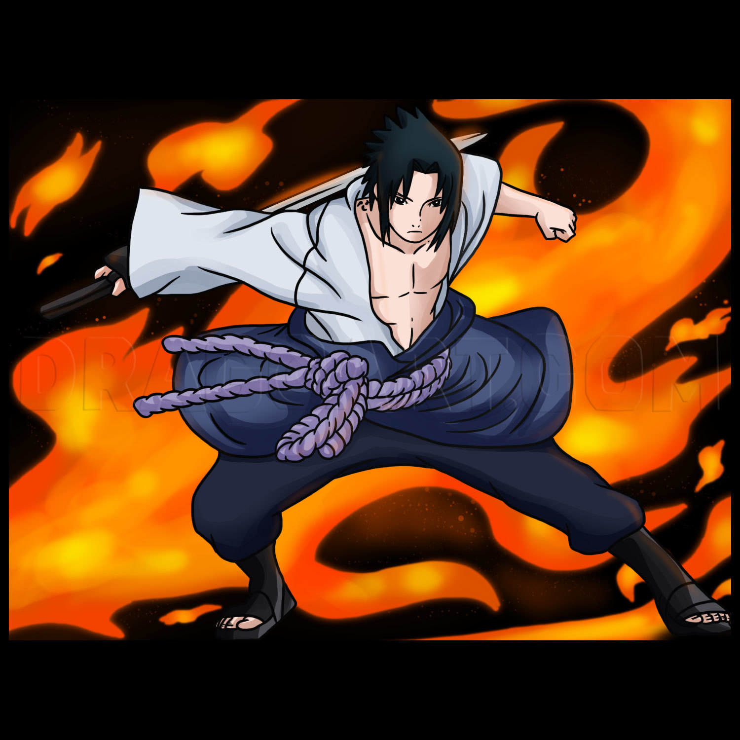 How To Draw Sasuke Shippuden, Step by Step, Drawing Guide, by Dawn