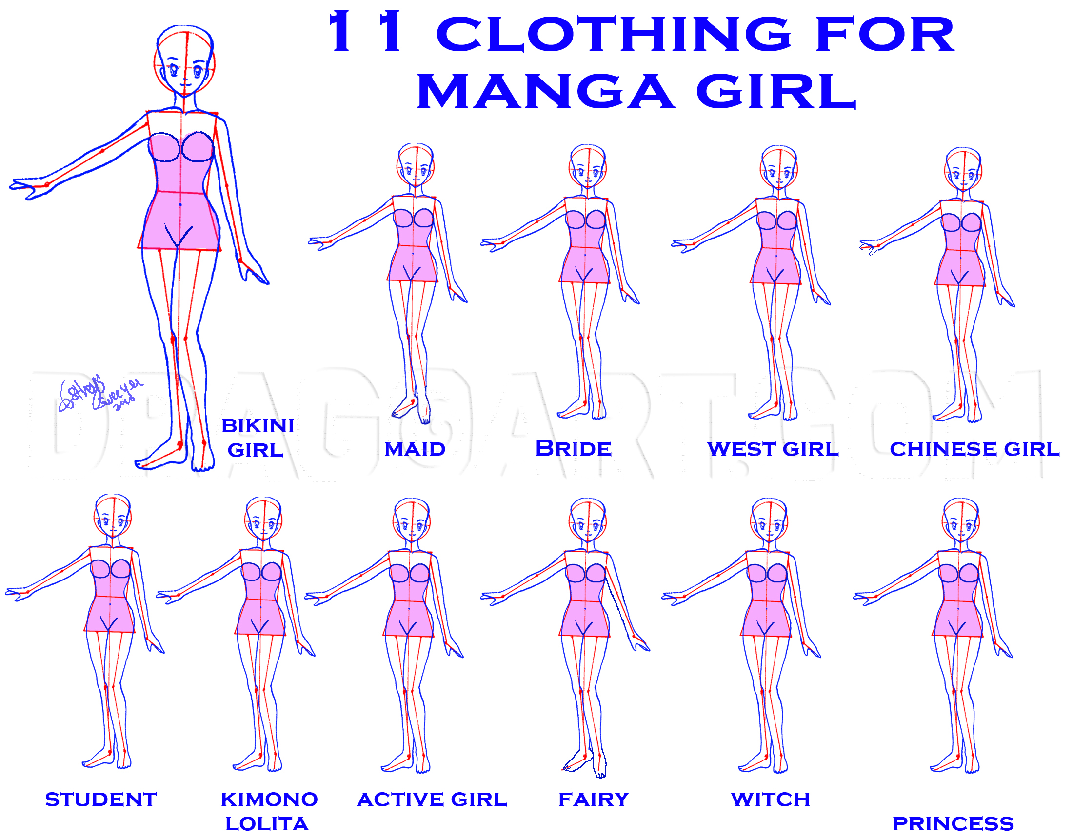 how to draw body with clothes