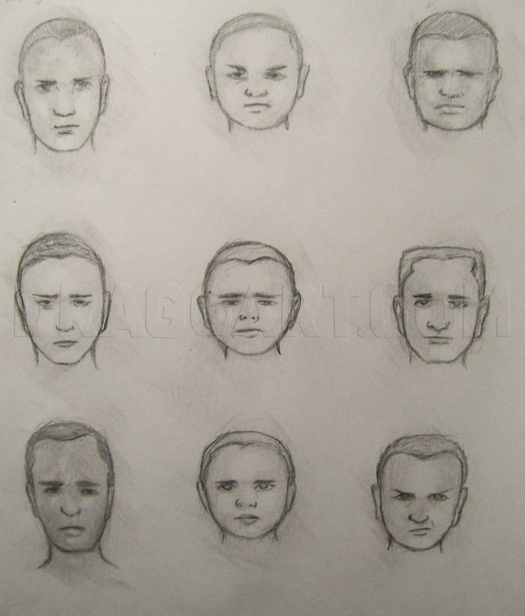 drawing people's faces step by step