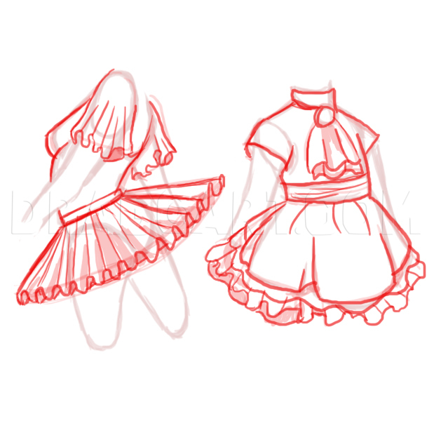 How to draw 2025 ruffles on a skirt