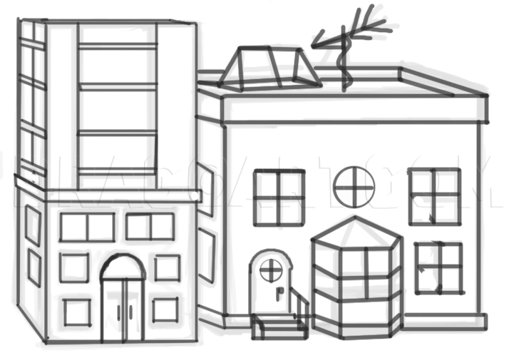 How To Draw A Building, Step by Step, Drawing Guide, by PuzzlePieces