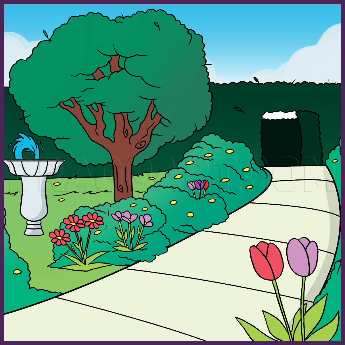 simple garden drawing for kids