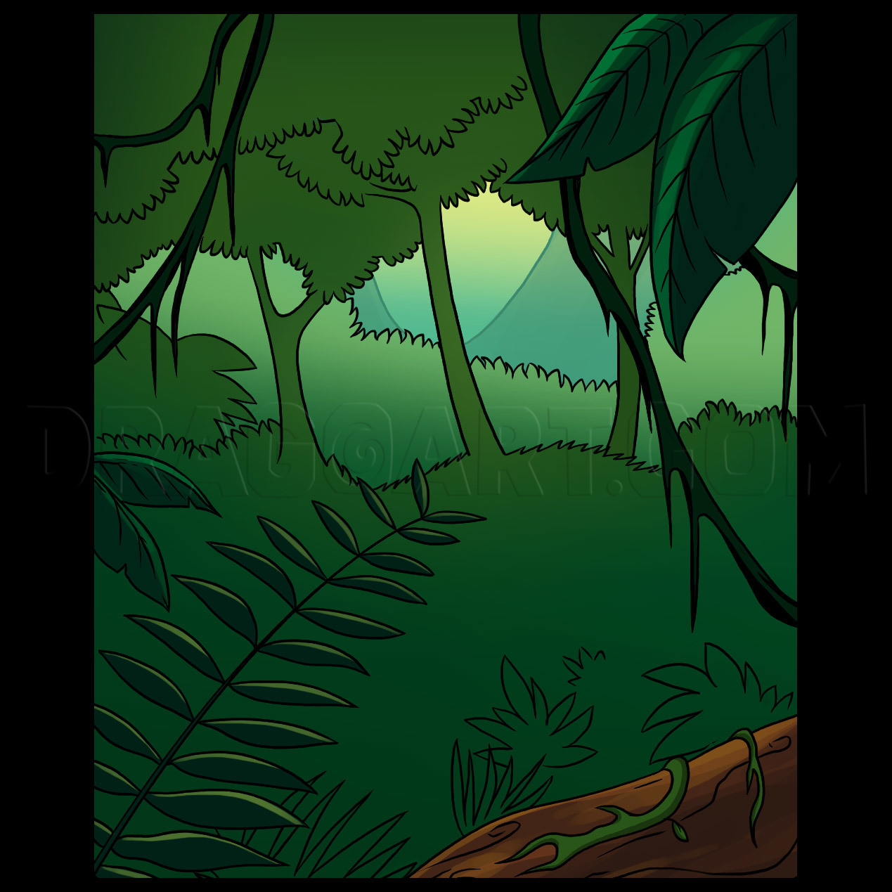 How To Draw A Rainforest, Step by Step, Drawing Guide, by Dawn