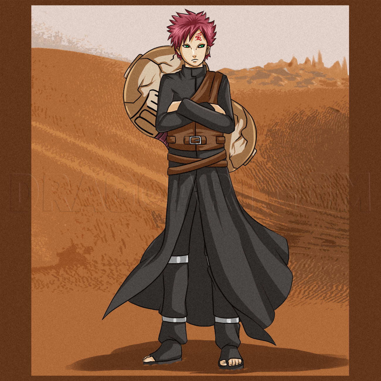 how to draw gaara full body