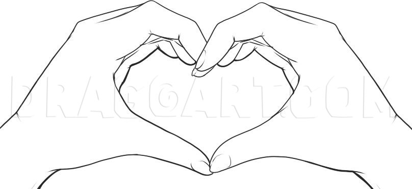 hands making a heart sketch