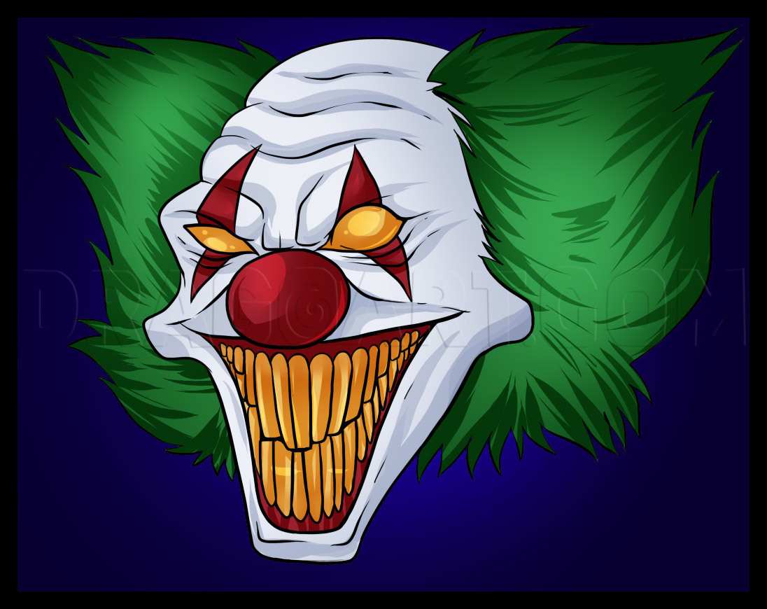 scary clown drawings steps