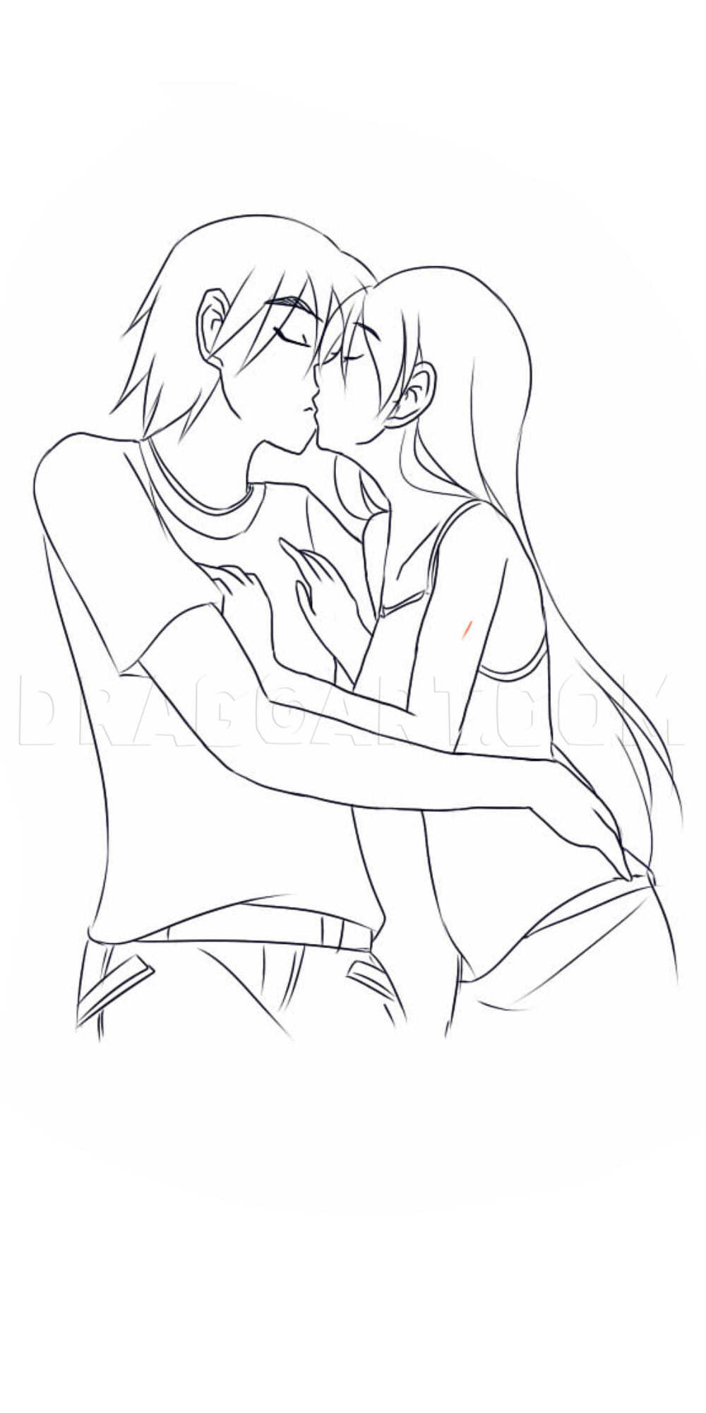 Anime Boy And Girl Kissing Base