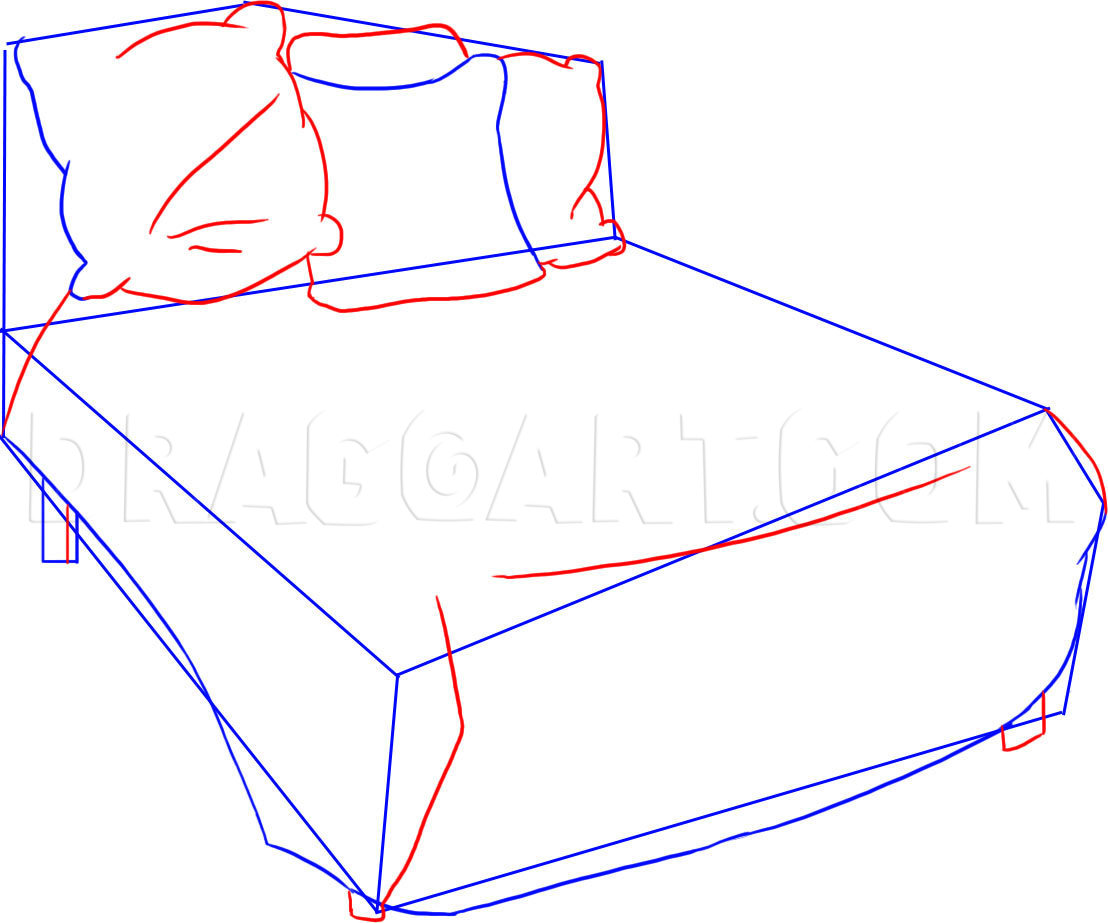 How to Draw a Bed, Coloring Page, Trace Drawing