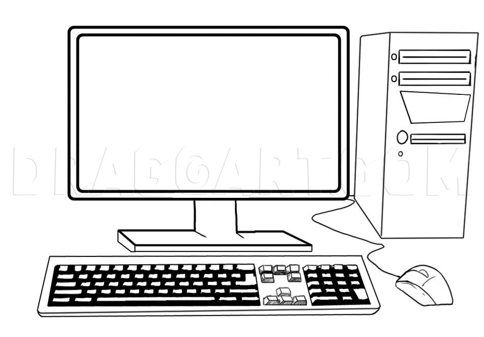 How To Draw A Computer, Tower, Keyboard, Screen, Mouse by Dawn