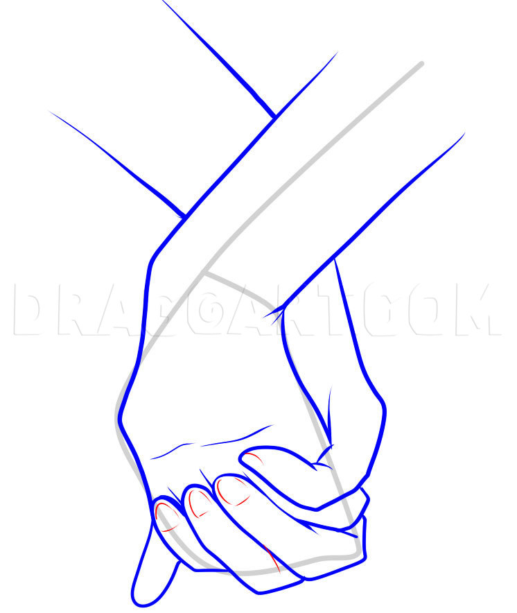 two holding hands drawing