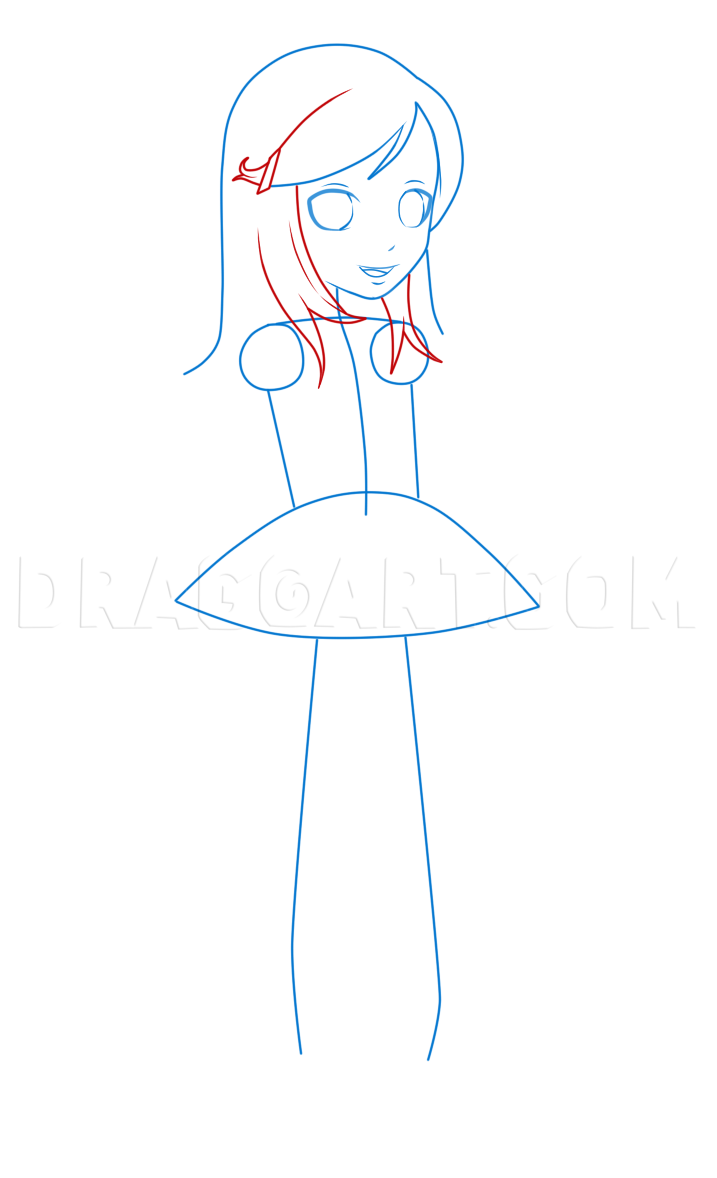 how to draw a girl with a dress step by step