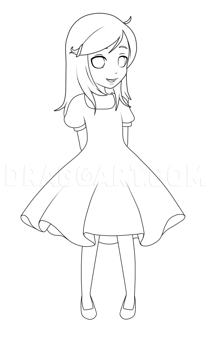 How to Draw a Girl Very Easy, Dress Drawing, Girl Drawing