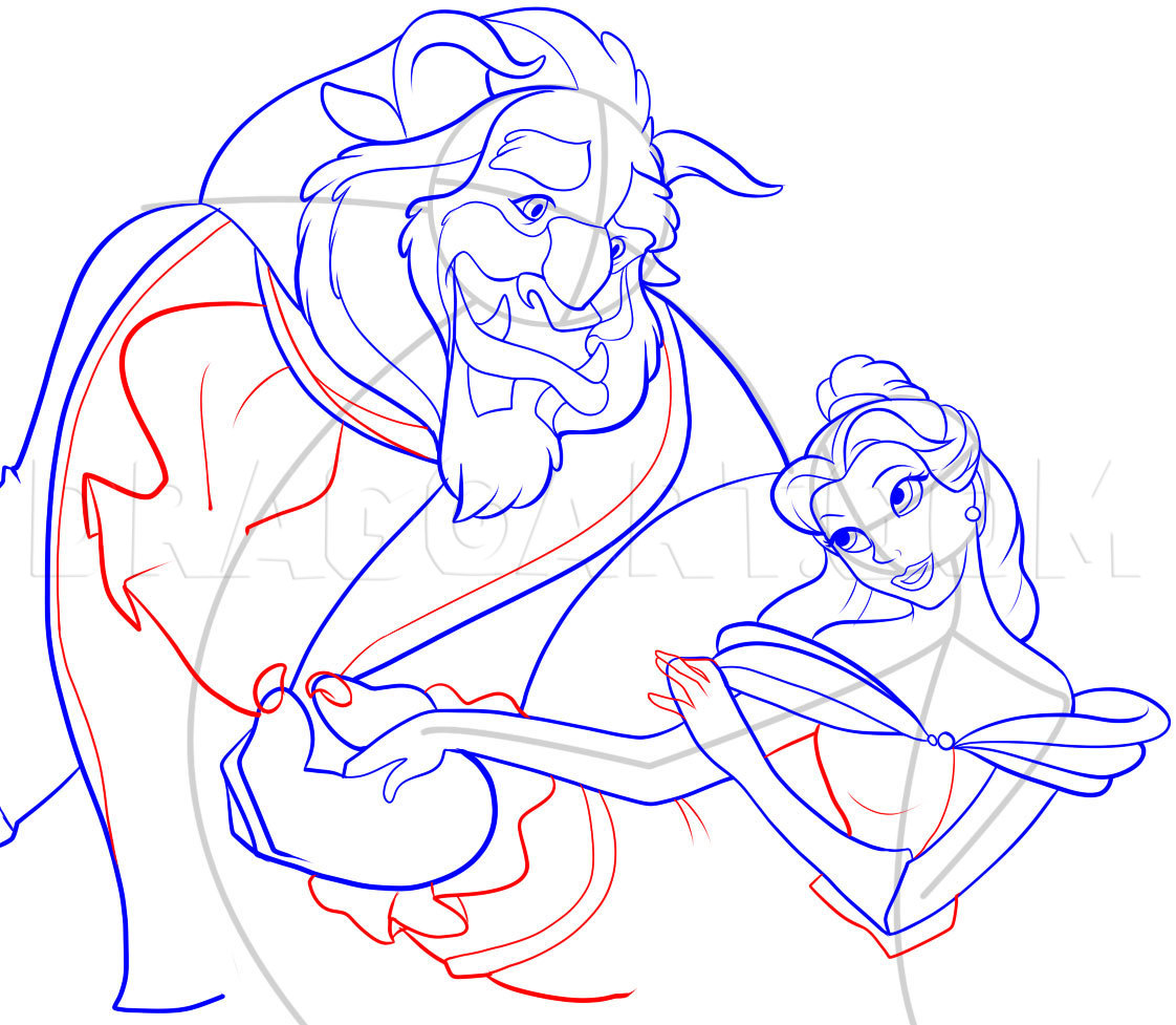 beauty and the beast dancing drawing