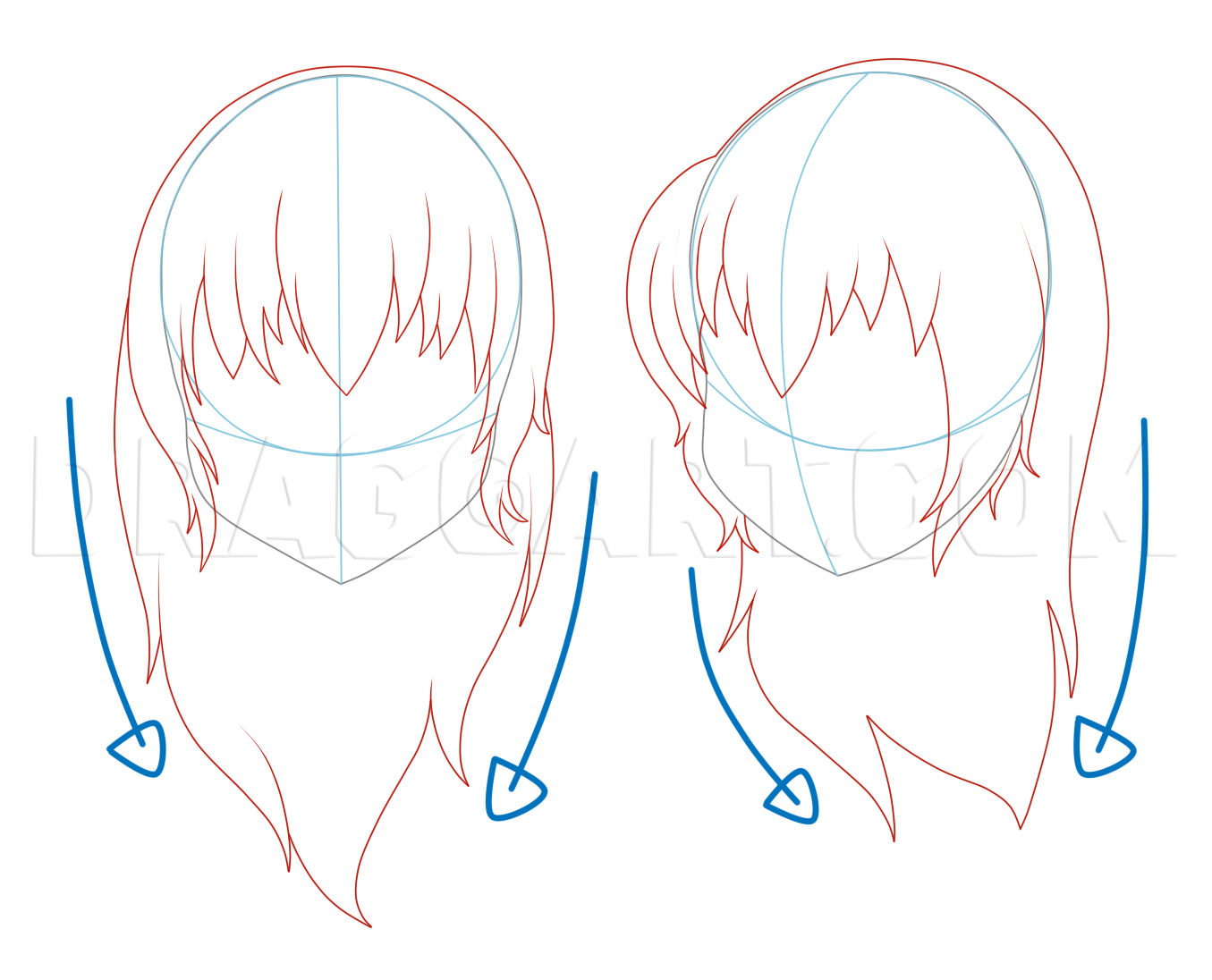 Anime girl store hair drawing