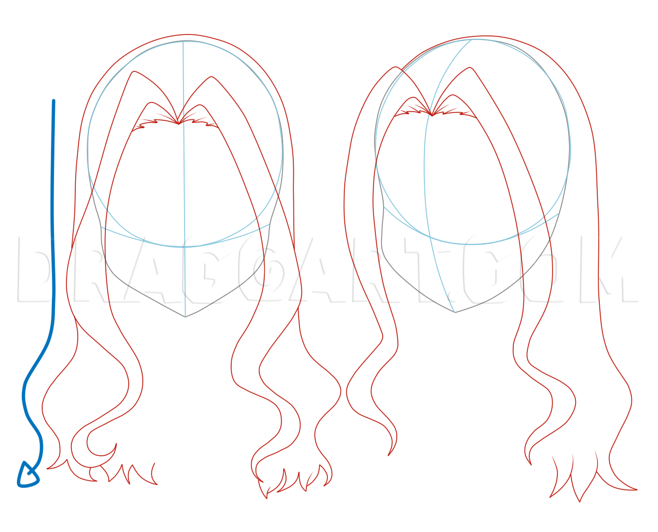 sketch girl hair