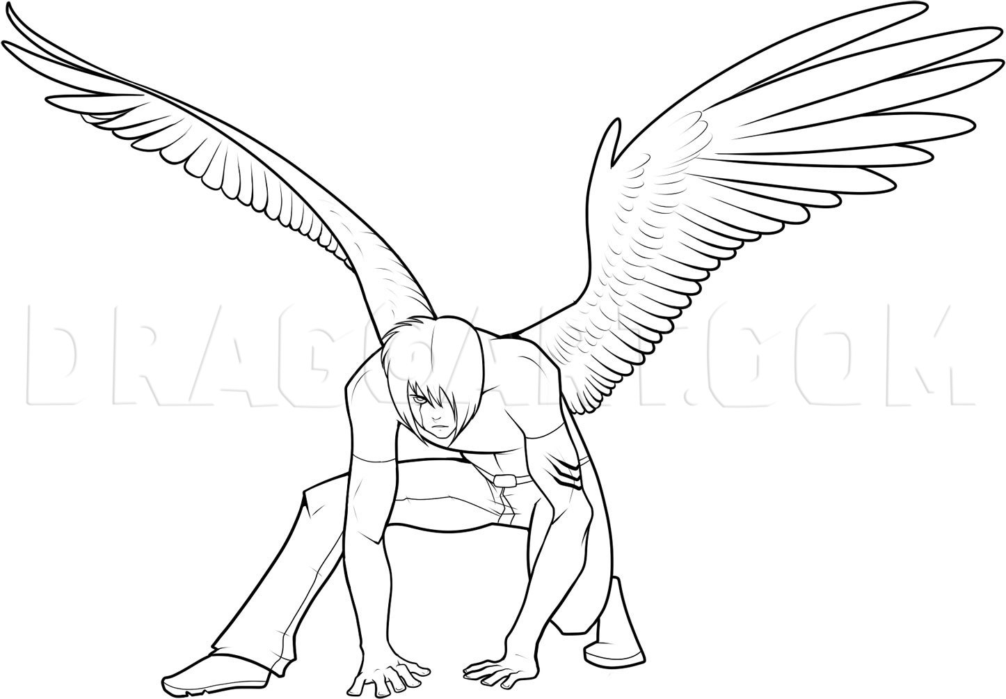 anime guy with wings drawing