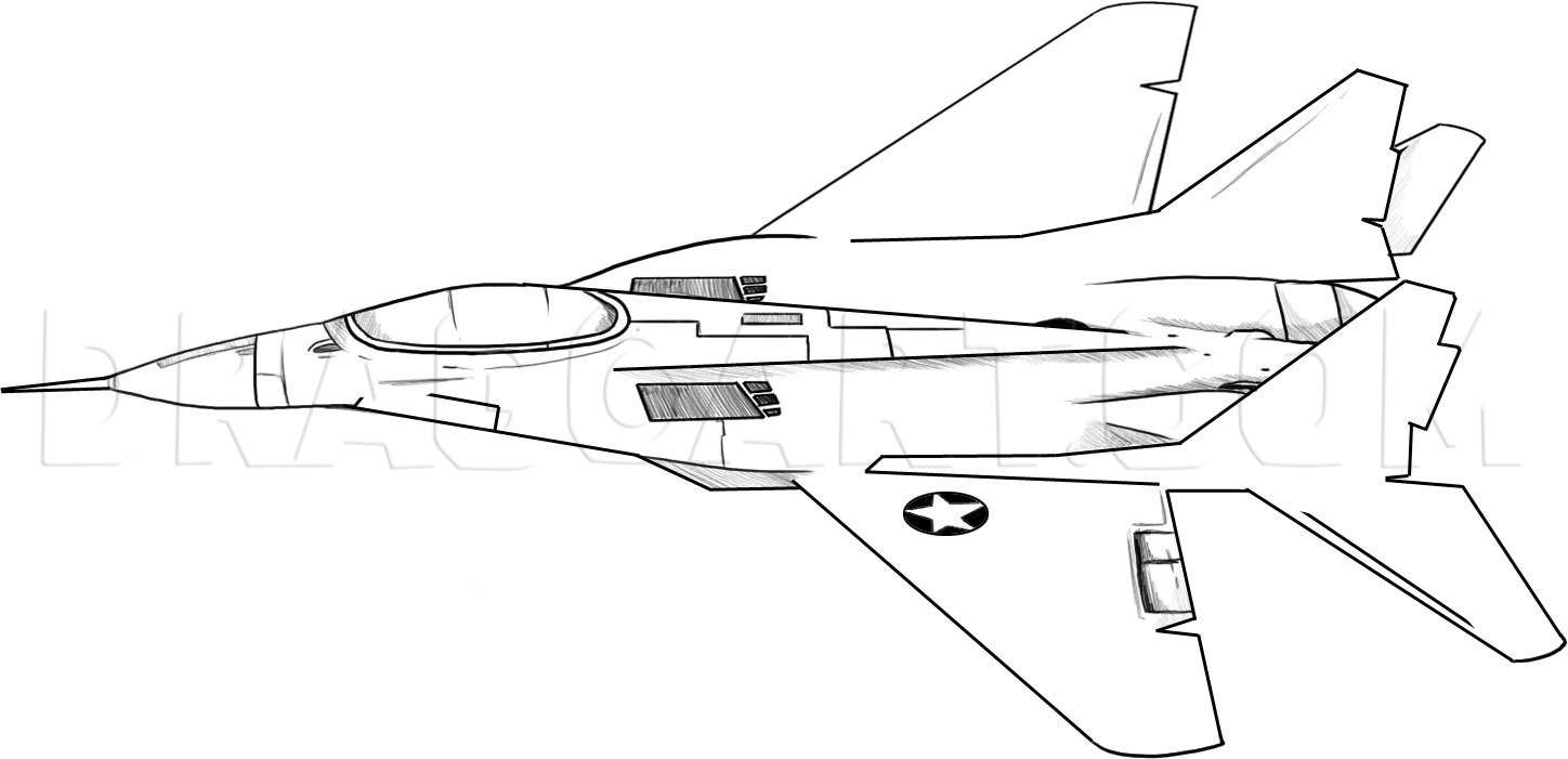 fighter airplane round drawing simple