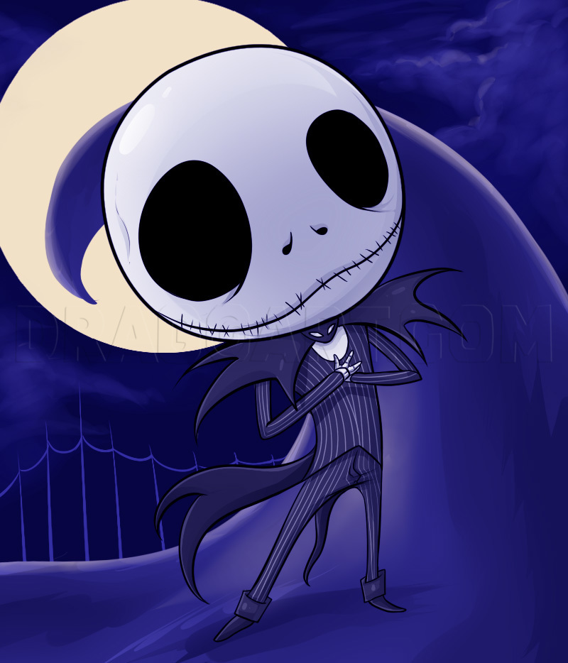 How To Draw Chibi Jack Skellington, Step by Step, Drawing Guide, by