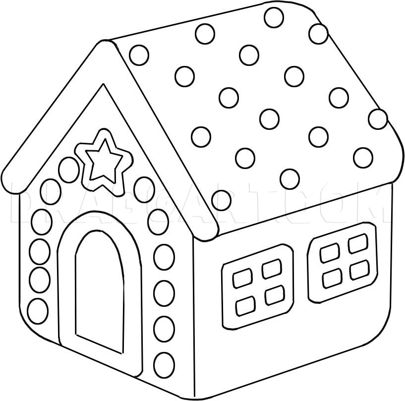 How To Draw A Gingerbread House, Step by Step, Drawing Guide, by Dawn