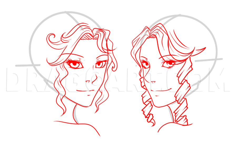 drawings of wavy hair