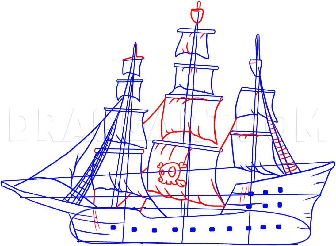 How To Draw A Pirate Ship Step By Step Drawing Guide By Dawn Dragoart Com