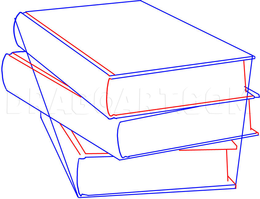 how to draw a stack of books step by step