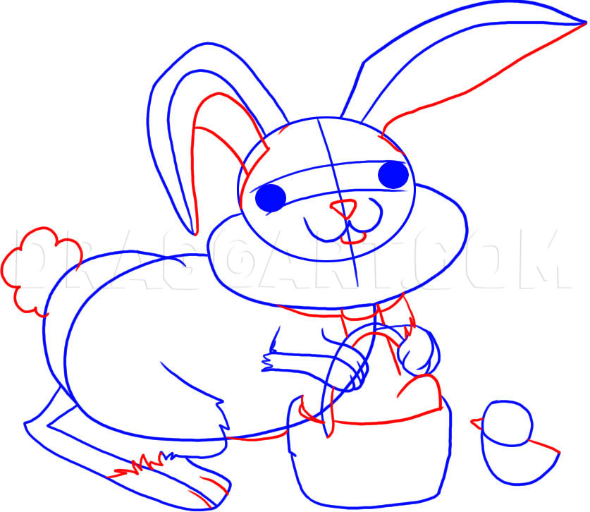 How to Draw the Easter Bunny, Coloring Page, Trace Drawing