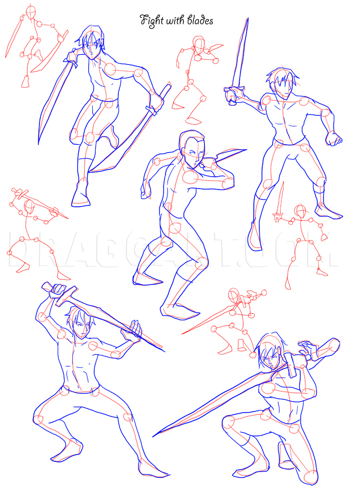 fighting poses drawing