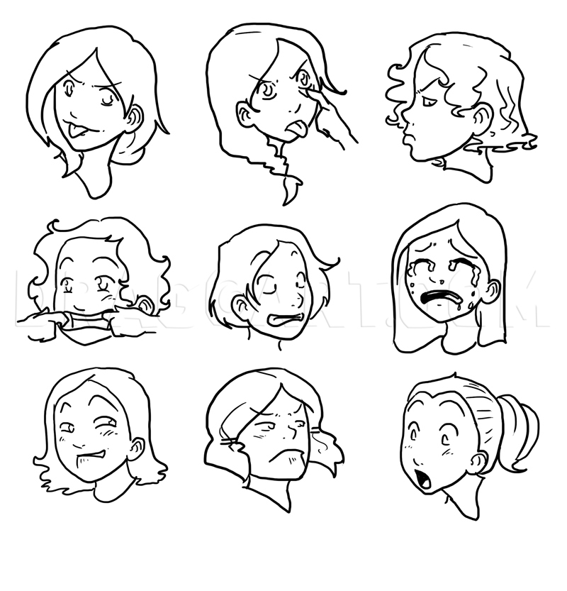 How To Draw Girls Faces, Girl Faces, Step by Step, Drawing Guide