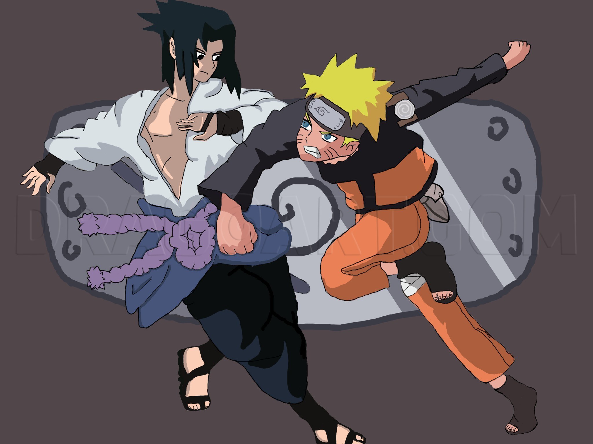 How To Draw Naruto Vs Sasuke Step By Step Drawing Guide By Betsy Dragoart Com