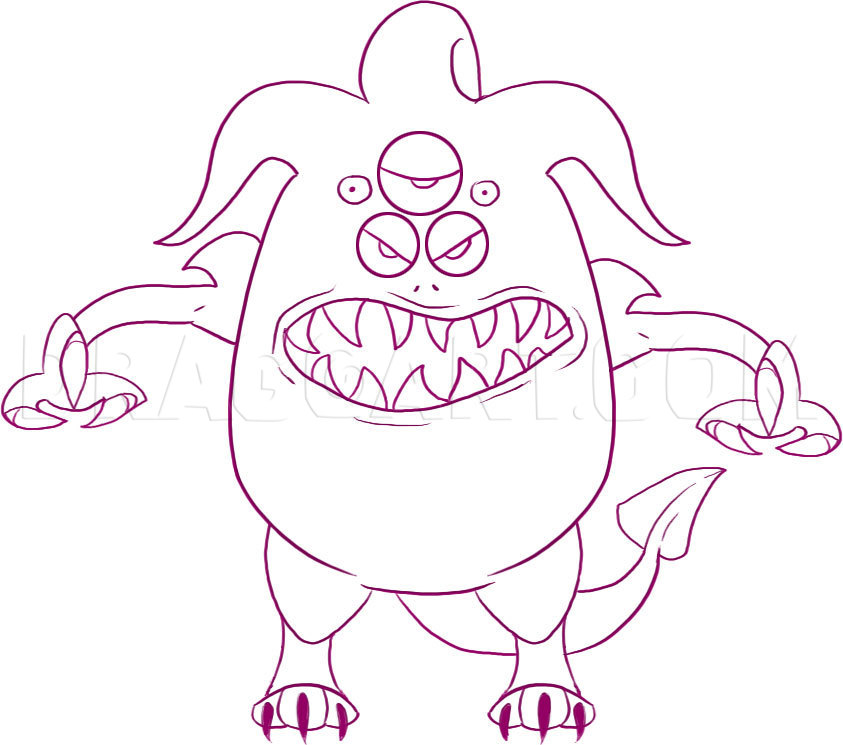 How To Draw A Cartoon Monster, Step by Step, Drawing Guide, by Dawn DragoArt