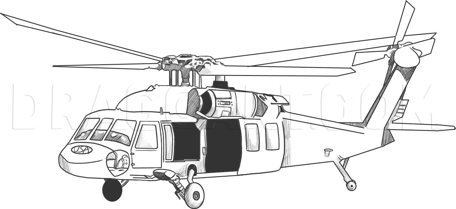 how to draw a huey helicopter