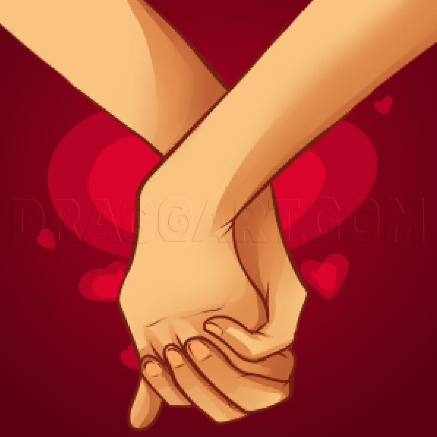 anime love holding hands drawing