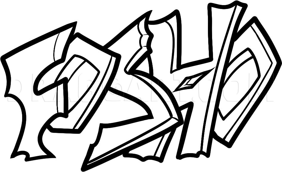 How to Draw Graffiti For Kids, Coloring Page, Trace Drawing