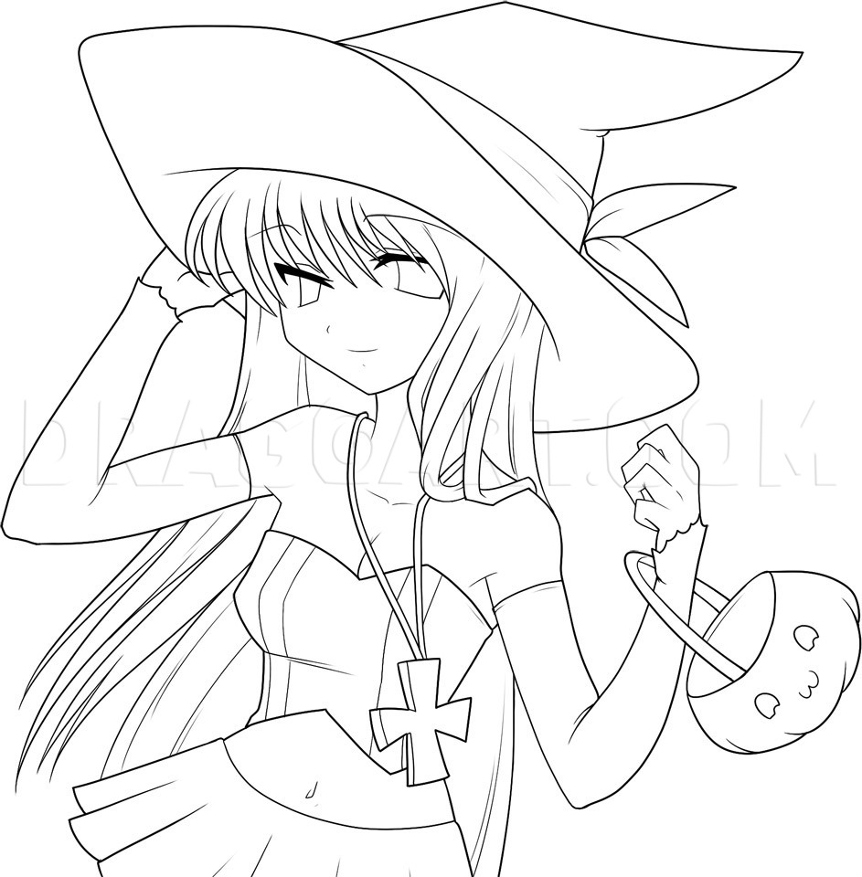 How To Draw An Anime Witch Anime Witch Girl Drawing Step By Step By 