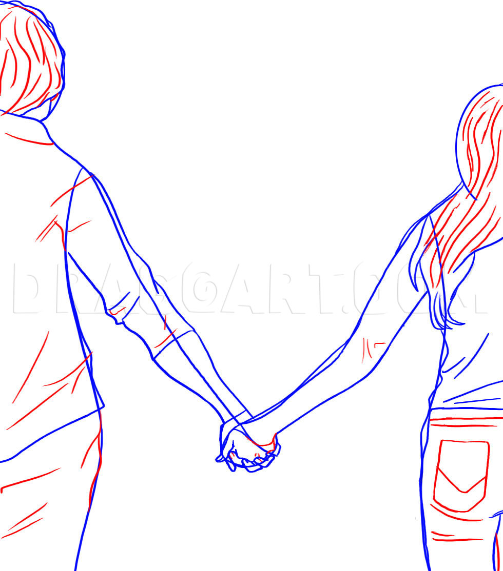 How To Draw People Holding Hands Step By Step Drawing Guide By Dawn Dragoart Com