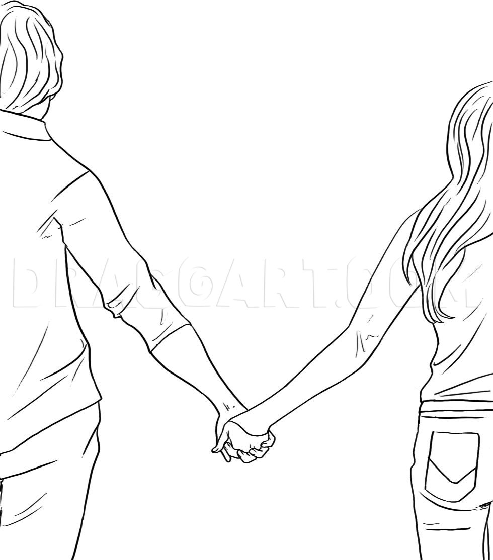 How To Draw People Holding Hands Step By Step Drawing Guide By Dawn Dragoart Com