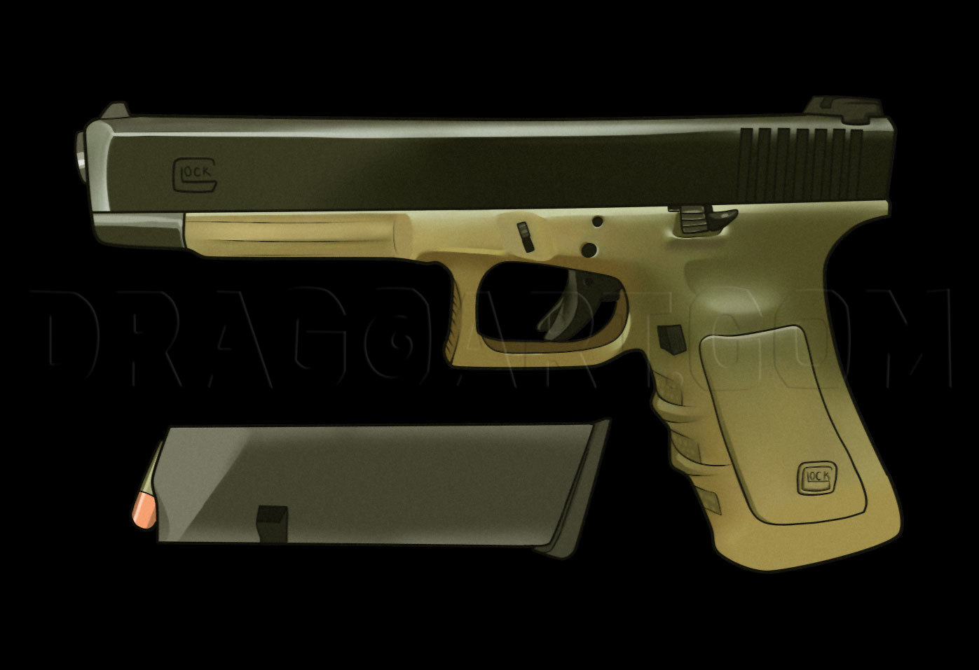 How To Draw A Handgun Step by Step Drawing Guide by Dawn DragoArt