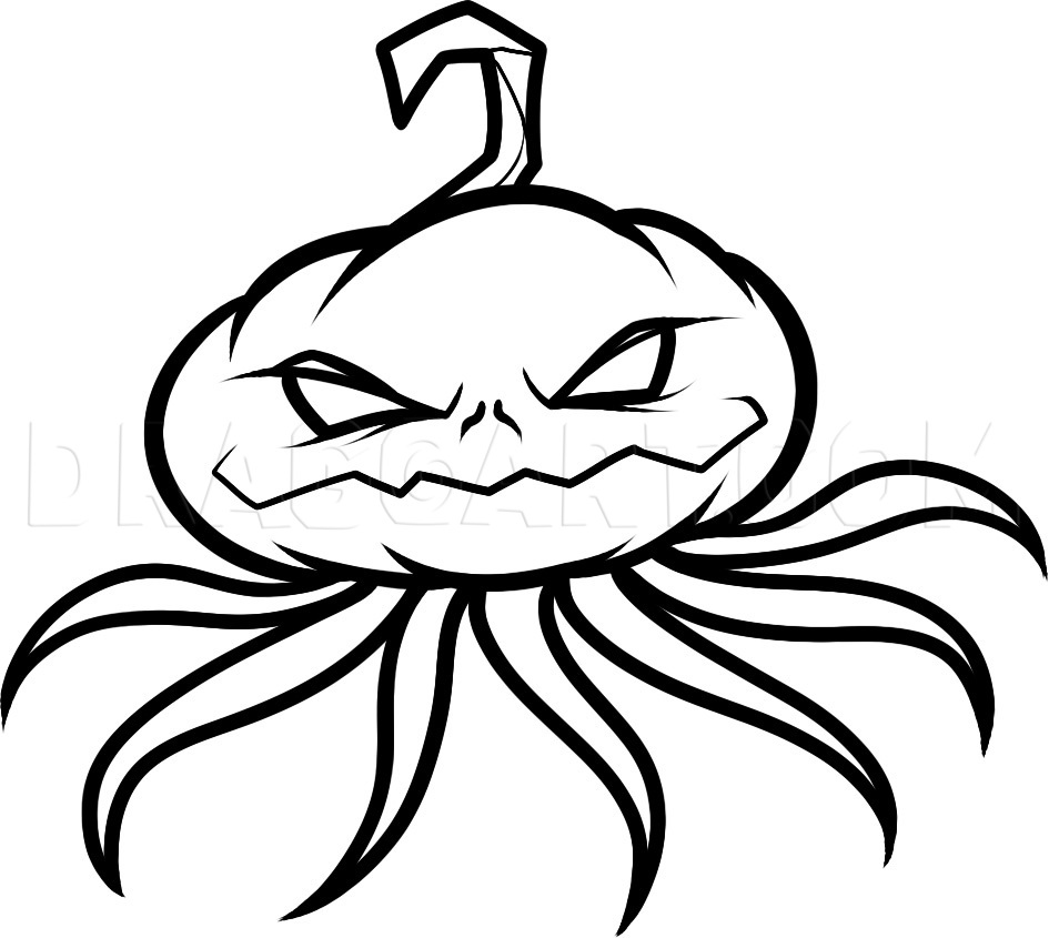 How To Draw A Pumpkin Head, Pumpkin Head, Step by Step, Drawing Guide