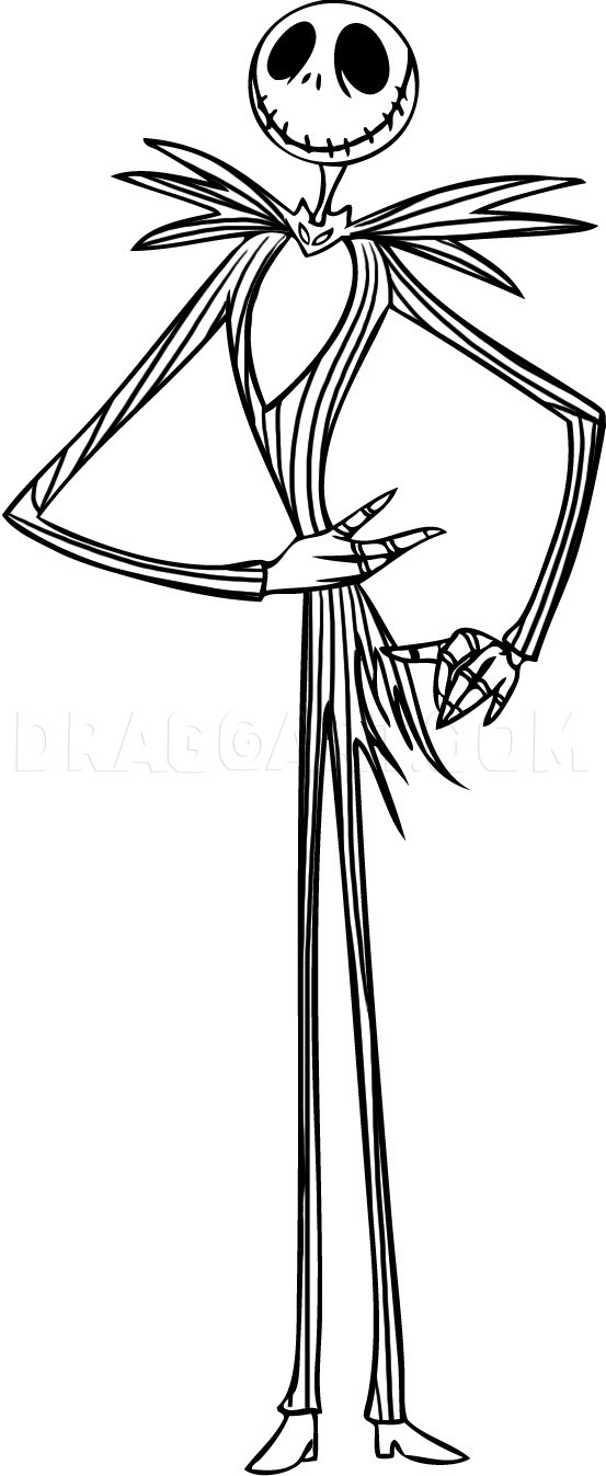 How To Draw Jack Skellington, Step by Step, Drawing Guide, by Dawn