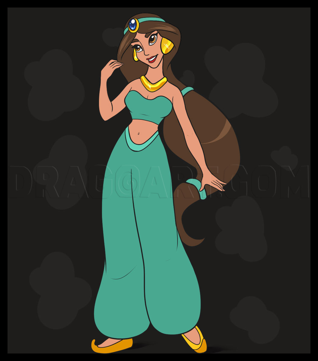 How To Draw Princess Jasmine, Step by Step, Drawing Guide, by Dawn