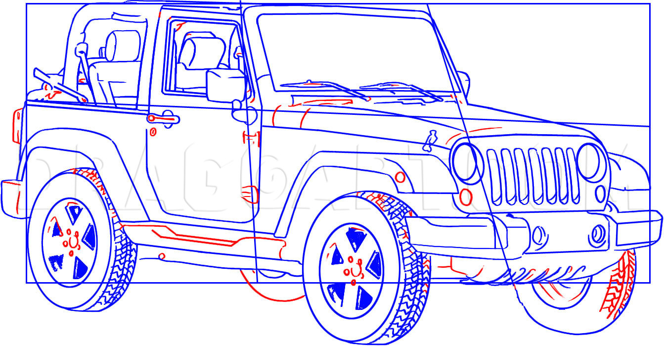 safari jeep drawing