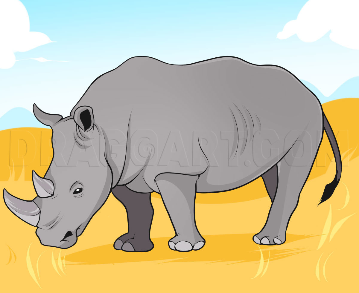 How To Draw A Rhino, Step by Step, Drawing Guide, by Dawn DragoArt