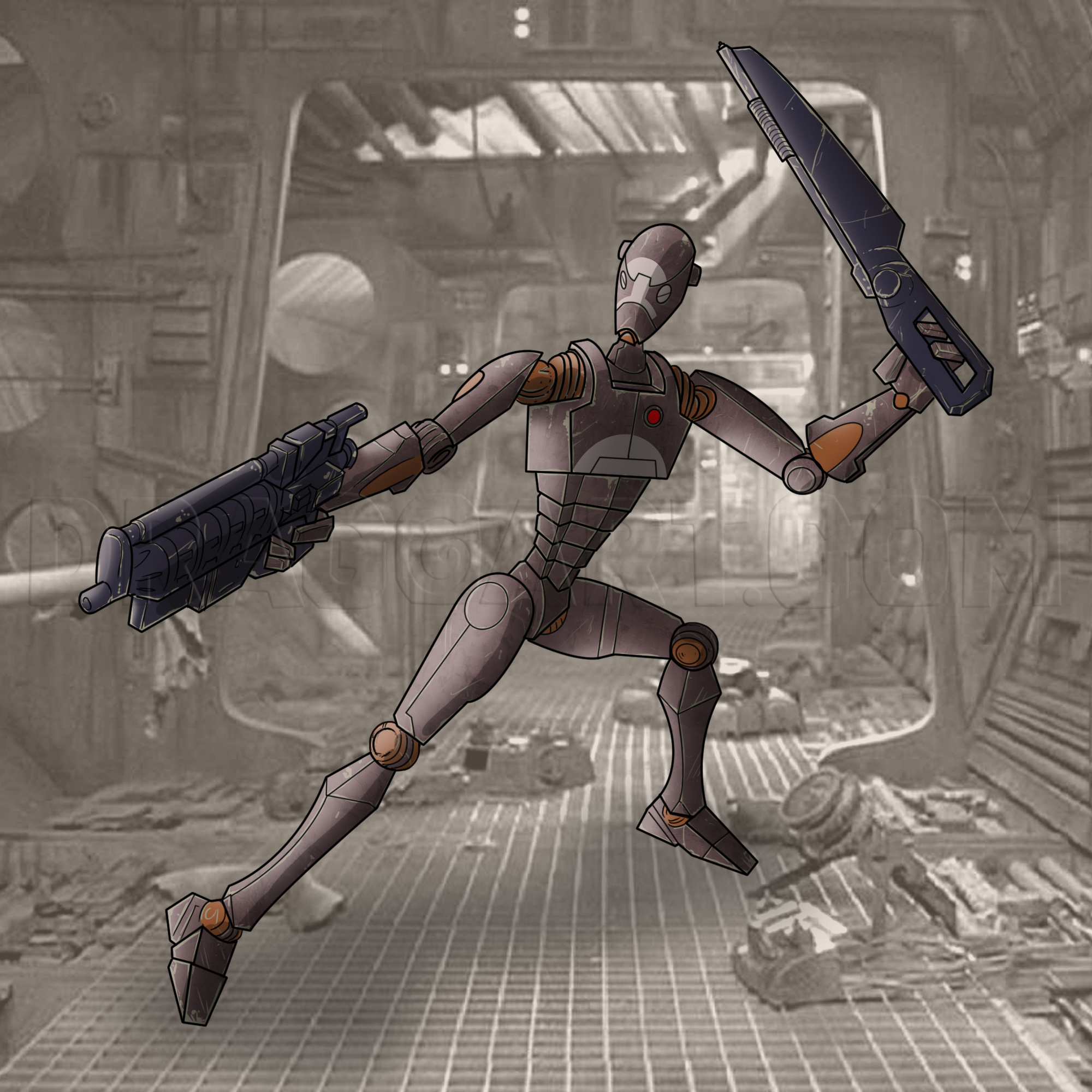 How To Draw A Droid, Step by Step, Drawing Guide, by KingTutorial